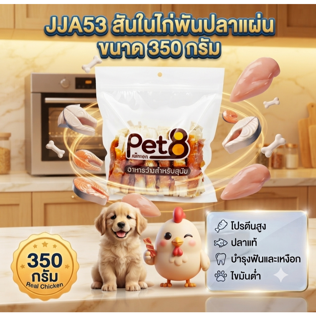 Pet8 ขนมสุนัข JJA53 sasami jerky