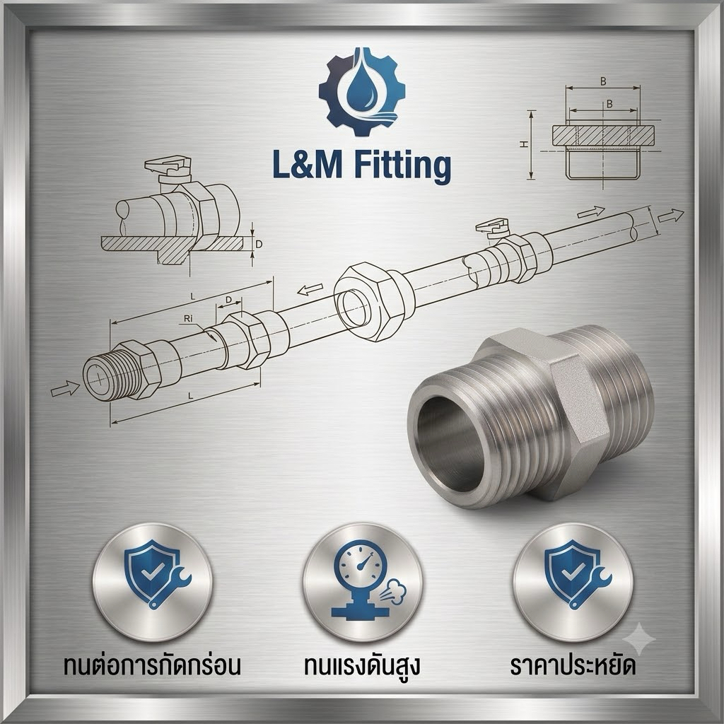 นิปเปิ้ล สแตนเลส 304 เกลียว 1.1/4 - 3 นิ้ว (Nipple Stainless)