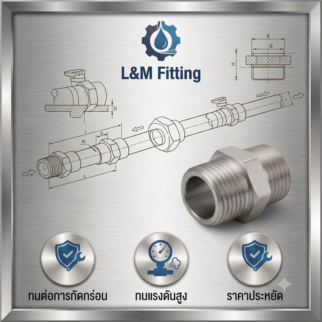 นิปเปิ้ล สแตนเลส 304 เกลียว 1.1/4 - 3 นิ้ว (Nipple Stainless)