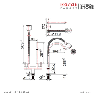 Karat Faucet ก๊อกซิงค์งวงคู่ติดบนเคาน์เตอร์แบบงวงอิสระ รุ่น KF-79-550-63