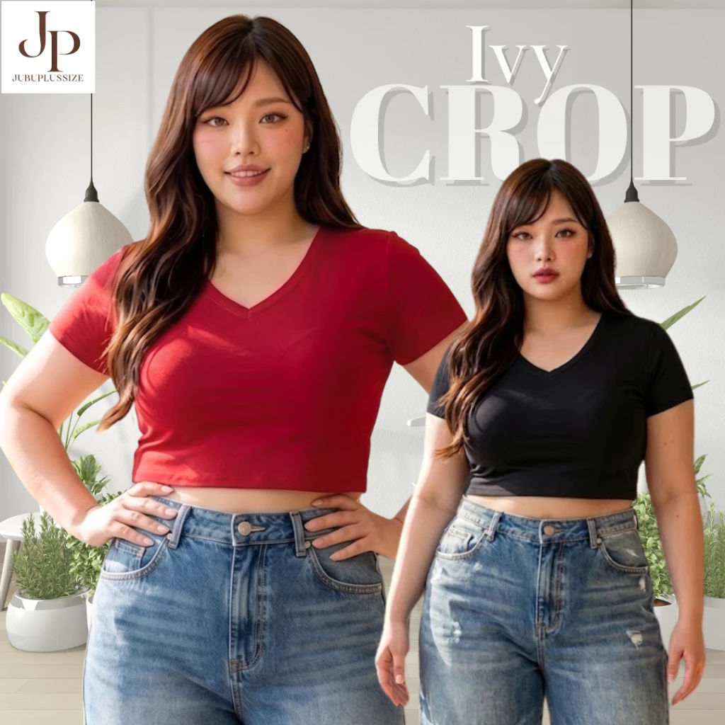 ส่งทันที!🛵เสื้อยืดคอวี เสื้อครอปสาวอวบ ไซส์สาวอวบ อก 34-46 นิ้ว ผ้ายูนิโคล พร้อมส่ง #576
