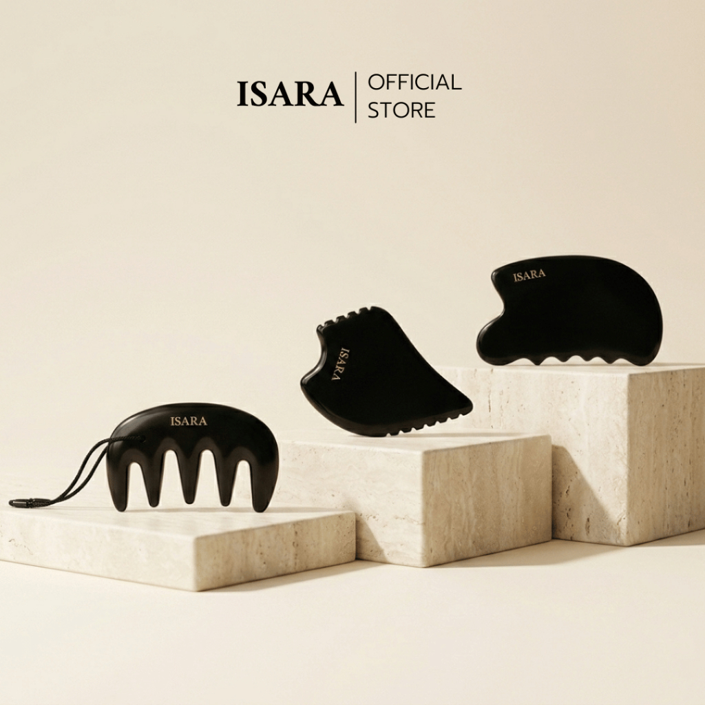 ISARA Complete Flow Set  | กัวซาหินเบียนแท้ 3 ชิ้น หน้า ตัว ศีรษะ | ลดบวม กระตุ้นผม ฟื้นฟูทั้งระบบ