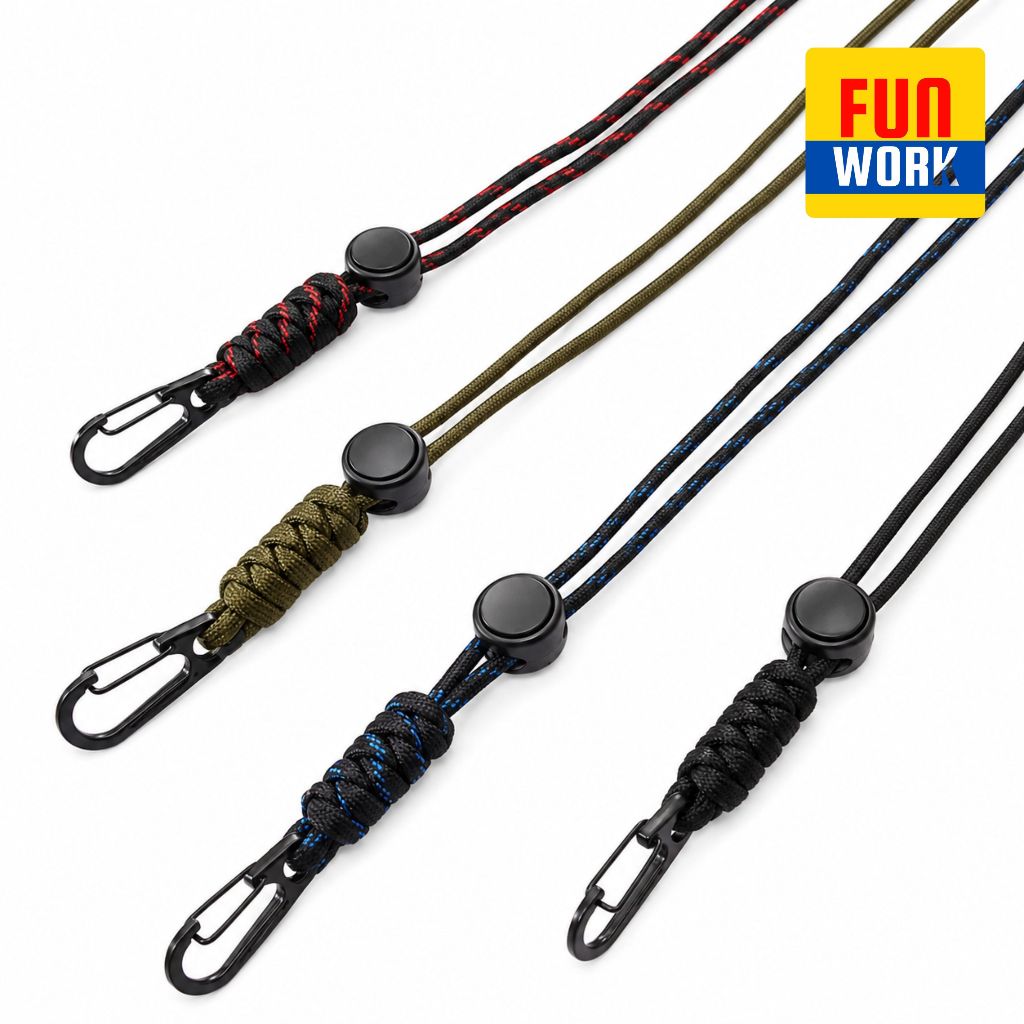 MPLY01 สายคล้องอเนกประสงค์ หัวคาราบิเนอร์ เชือกร่มนอก PARACORD 550 ห้อยคอ ยาว 32นิ้ว/80 ซม ปรับได้