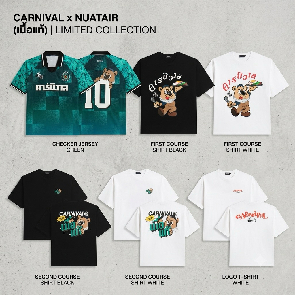 [แท้ % ของใหม่] เสื้อฟุตบอล เสื้อยืด กระเป๋า หมวก พวงกุญแจ CARNIVAL® x เนื้อแท้ Capsule Collection