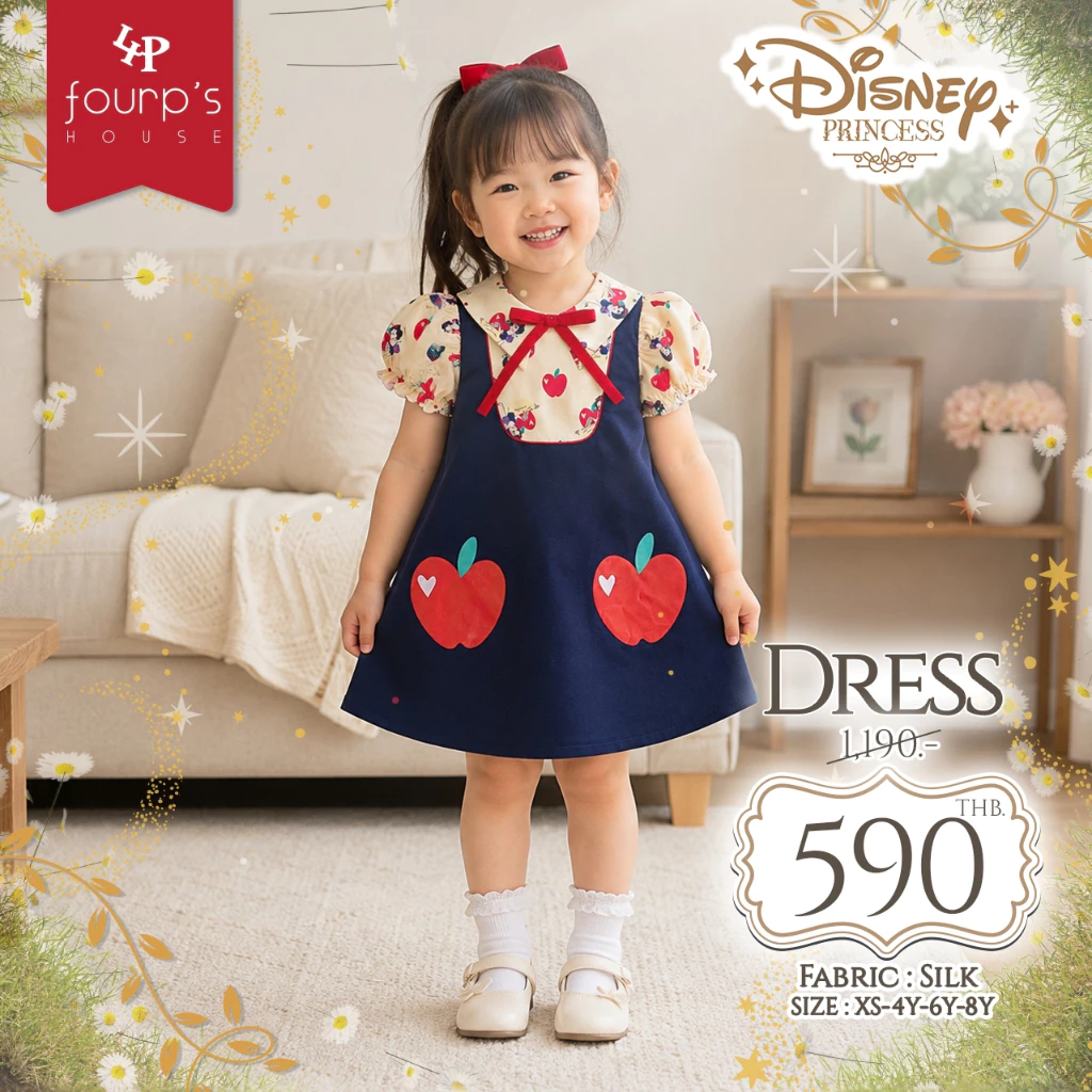 DISNEY PRINCESS : Snow White (สโนว์ไวท์) เดรสเด็กหญิงลิขสิทธิ์แท้ [121448]