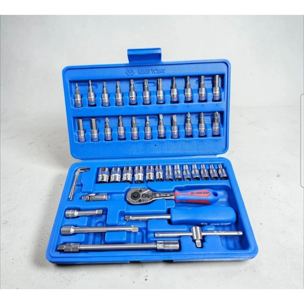 KINGTONY ST2346MR เครื่องมือชุด รู 1/4" 46 ชิ้น บ๊อกชุด รู1/4" กล่องพลาสติก KI-9015001 บ๊อกชุดพร้อมใช้งาน