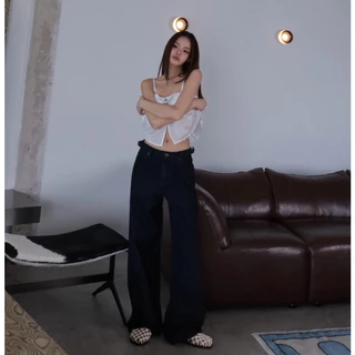 ยีนส์ NUMGEN BA13 กางเกงยีนส์เอวกลางกระบอกใหญ่ รุ่น Rugged Belt - ผ้าไม่ยืด