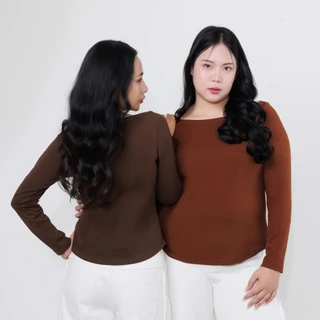 V21 – เสื้อยืดปาดไหล่ซ้อน แขนยาว