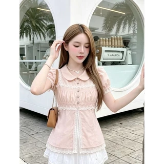 เสื้อคอปกดีเทลแต่งลูกไม้น่ารัก