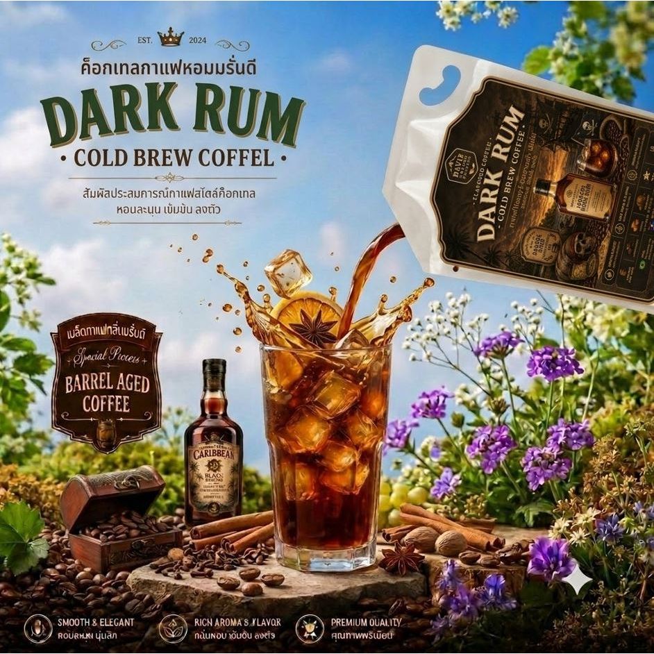 กาแฟโคลบรูว์สกัดเย็นกลิ่นดาร์ครัม Dark Rum 1,000 มล.