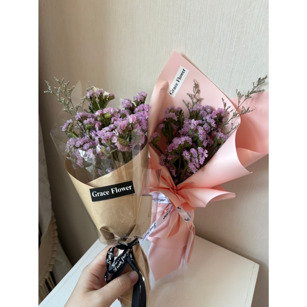 [ สินค้าพร้อมส่งด่วน ] ช่อดอกไม้แห้ง สแตติส & แคสเปีย Size Mini (กว้าง 10 x สูง 35 cm.)
