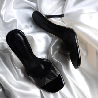 YOURSHOES B80 (เท้าอวบบวก 1ไซส์*) / รองเท้าส้นสูง 4 นิ้ว รองเท้าสวมสายใส รองเท้าผู้หญิง