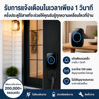 กริ่ง กริ่งประตู กระดิ่งอัตโนมัติ กริงประตูไร้สาย กระดิ่งไร้สาย เสียงดังระยะไกล 300เมตร ออดหน้าบ้าน ออดประตู