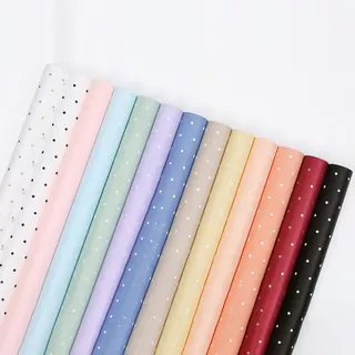 กระดาษฟลาว์ดสีพื้น ลายจุด ห่อช่อดอกไม้ ห่อของขวัญ