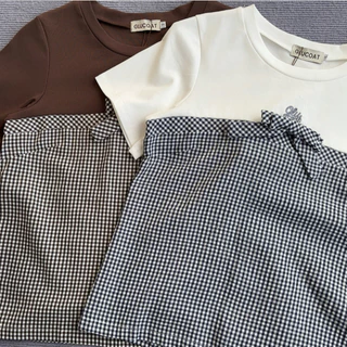 Glucoat | [A397/A805/A806] เสื้อยืดแขนสั้นคอกลม กลางอกปัก glucoat แต่งลาย พร้อมเข็มกลัดโบว์