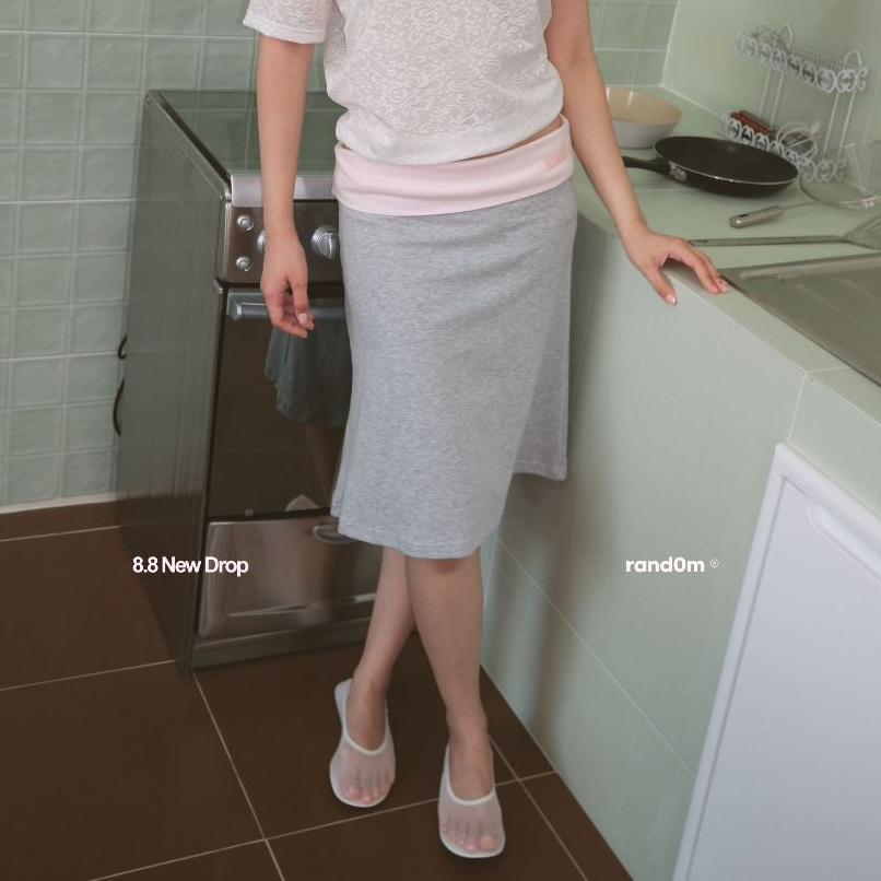 rand0m piece - Foldover midi skirt กระโปรงพับเอว