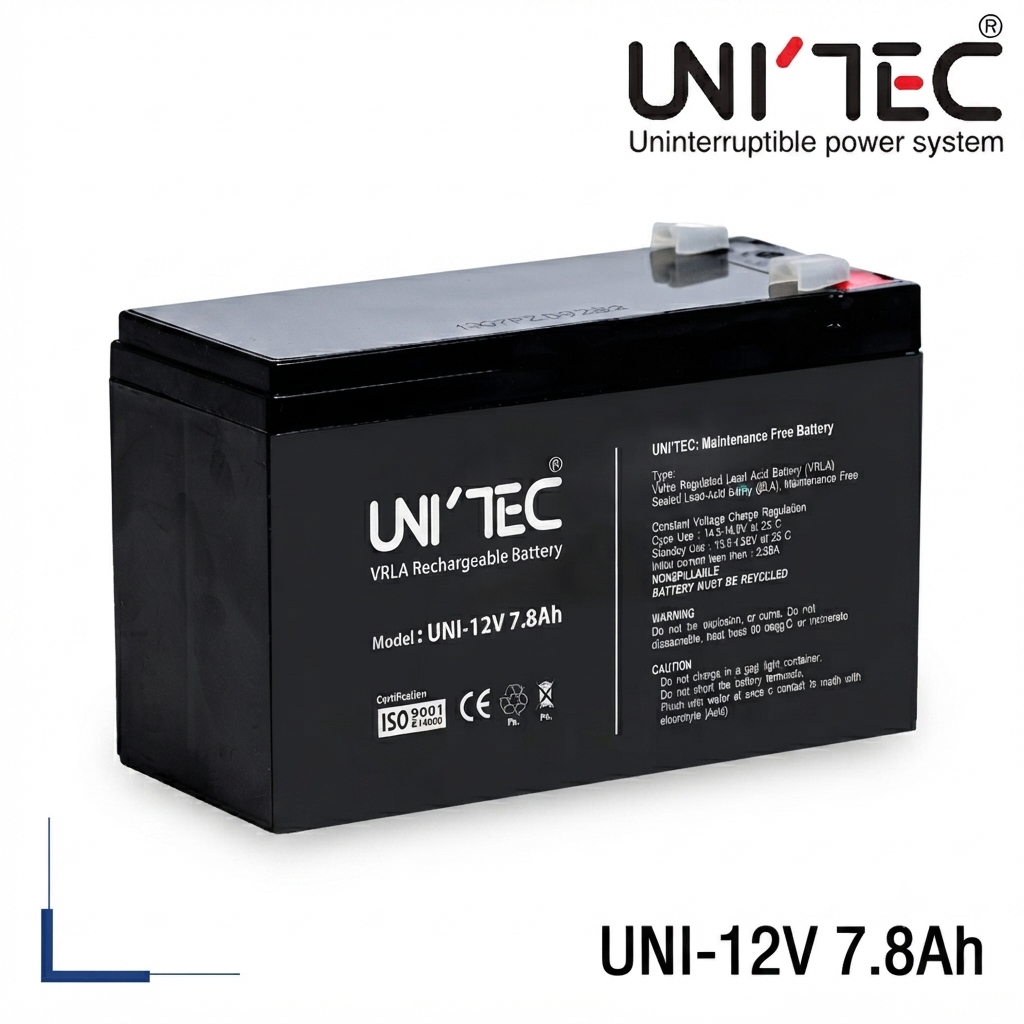 UNITEC แบตเตอรี่ 12V 7.8Ah แบต UPS สำหรับ ZIRCON ETECH และทั่วไป ขนาดมาตรฐานใส่แทนของเดิมได้ทันที