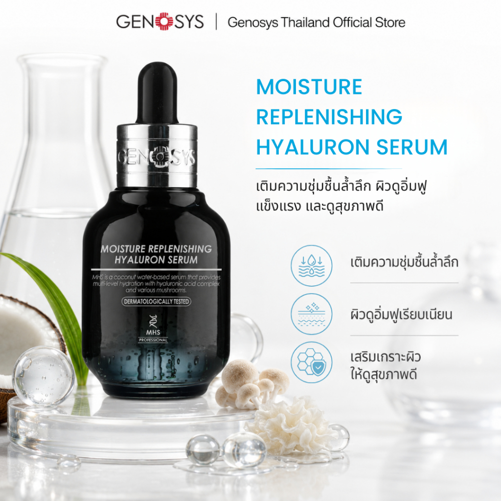 GENOSYS เซรั่มไฮยาลูรอน 11 ชนิด Moisture Replenishing Hyaluron Serum 30ml | เติมน้ำผิว ผิวฉ่ำ ชุ่มชื