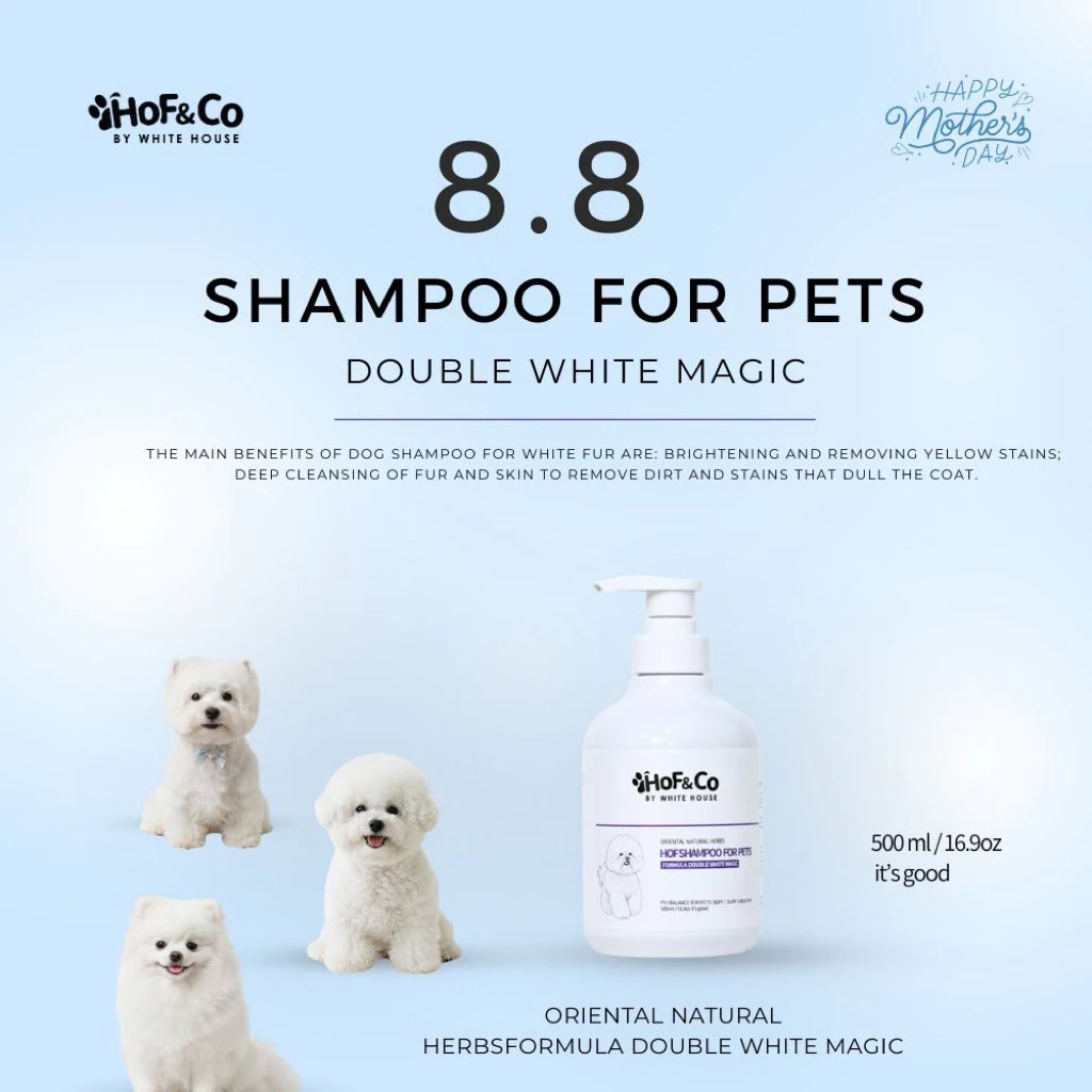 HOF Formula double white magic Shampoo for pets แชมพูขนขาวสำหรับ บิชอง มอลทีส สุนัขขนสีขาว