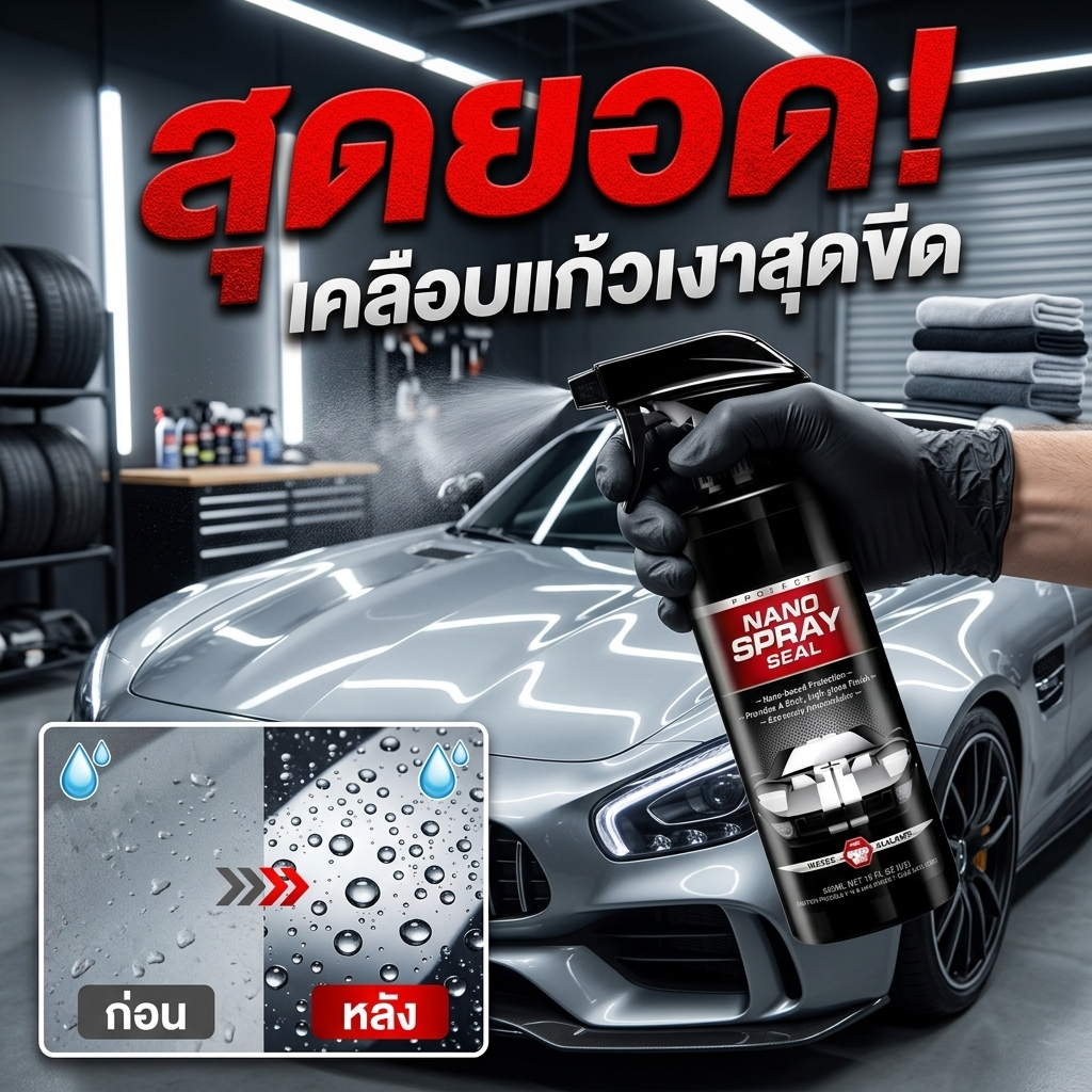 🔥พ่นเคลือบเงาใสทันที🔥 น้ำยาเคลือบสีรถ ช่วยลดการเกาะของน้ำ ฝุ่น และสิ่งสกปรก ดูแลรถได้ง่ายขึ้น