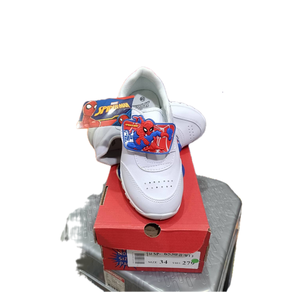รองเท้านักเรียนเด็ก Chappy SP-6530 Spider-Man ขาว เบอร์ 25-35