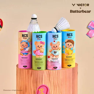 VICTOR ลูกแบดมินตัน รุ่น NCS MAX BUTTERBEAR (1หลอด 12ลูก/ และ 3ลูก) ขนสังเคราะห์ ใช้ทน