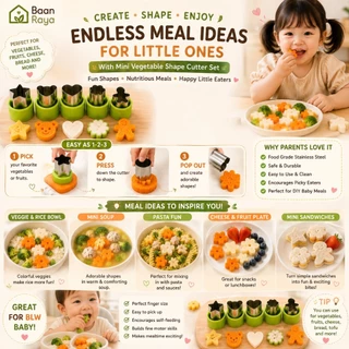 🥕🥦 ชุดแม่พิมพ์ตัดอาหาร สีเขียว ตัดผัก ผลไม้ แซนวิช ขนมปัง Bento BLW DIY Food Cutter Vegetable Fruit Cutter Baan Raya