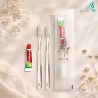 PRAKAIVANICH แปรงสีฟันx2ด้าม ยาสีฟัน 5g【ลังละ 50 เซ็ท】 ของใช้ในโรงแรม Toothbrush/Dental Kit