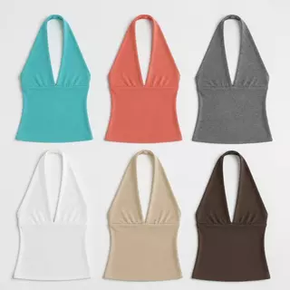 Atipashop - Spicy Halter Top | เสื้อคล้องคอ ทรงเข้ารูป ดีไซน์คอวีลึกช่วยเผยช่วงคอและไหล่อย่างสวยงาม