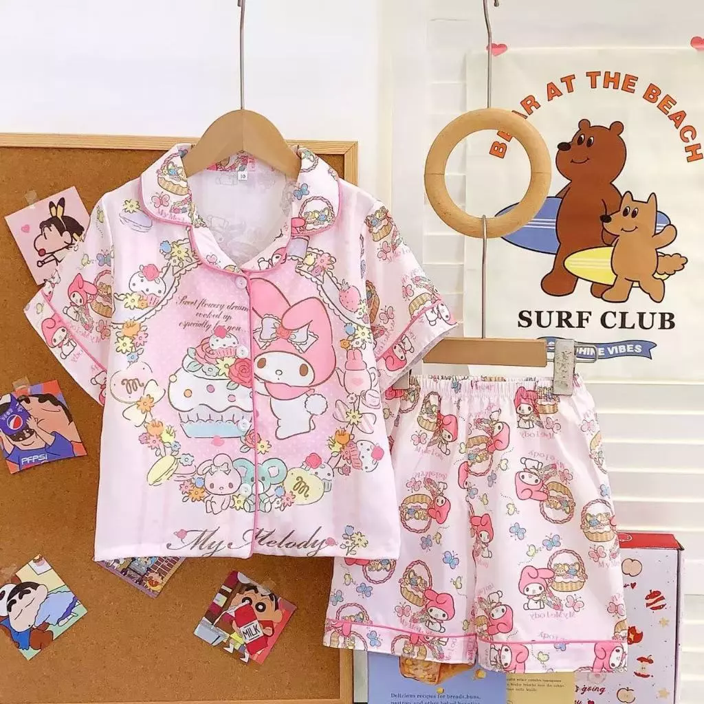 TT9933 EASY ชุดนอนคอปก ชุดนอนเด็กชาย-หญิง(โต) ชุดนอนผ้าไหมอิตาลีบาง ลื่น ใส่สบาย ขนาด8-18 สินค้าพร้อมส่ง