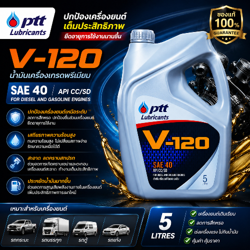 PTT น้ำมันเครื่อง V120 #40 NP 5 ลิตร [55415934]