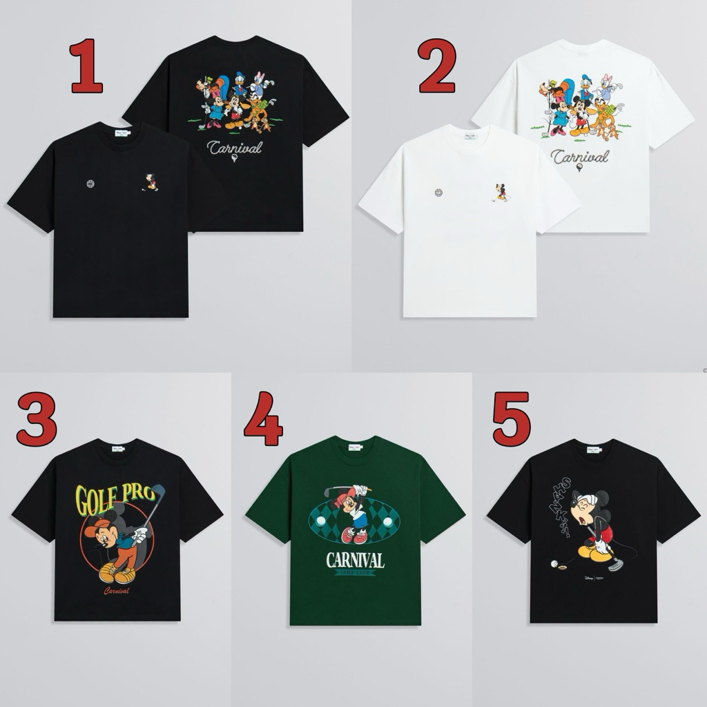 [แท้ % ของใหม่] เสื้อยืดโอเว่อไซส์ CARNIVAL GOLF x DISNEY OVS T-SHIRT