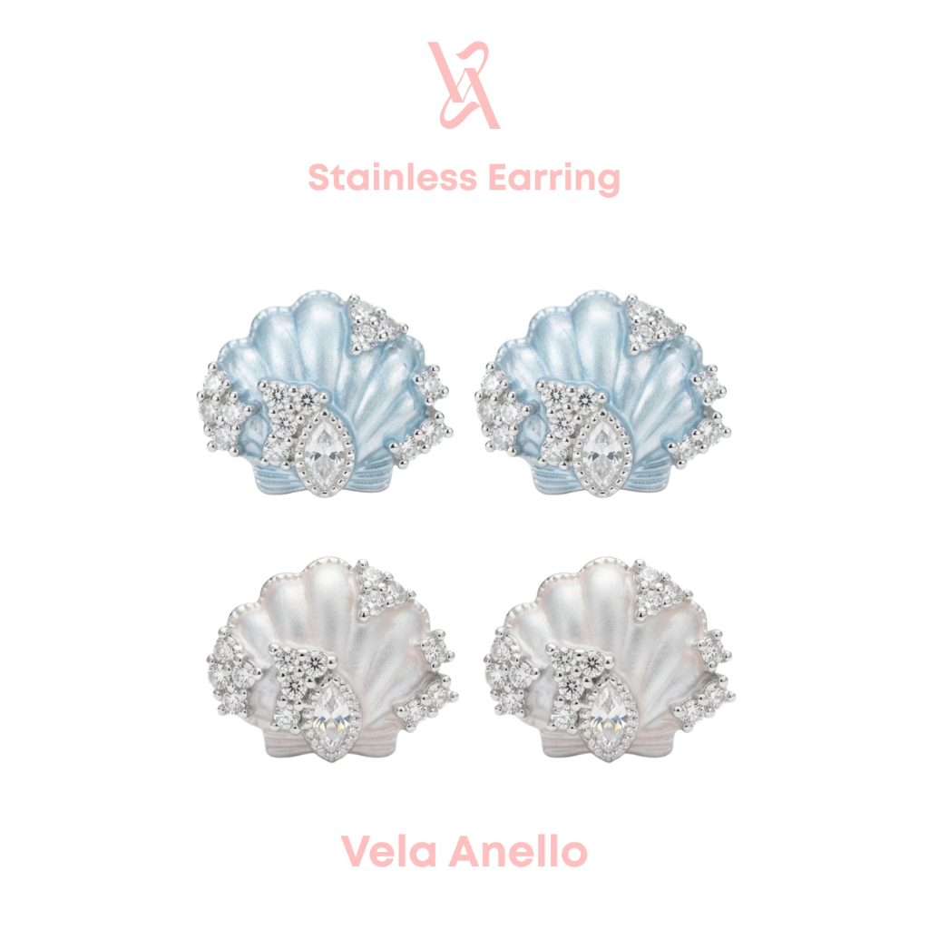 Vela now you SEA me stainless ต่างหูสแตนเลส ต่างหูเพชร ต่างหูไปทะเล