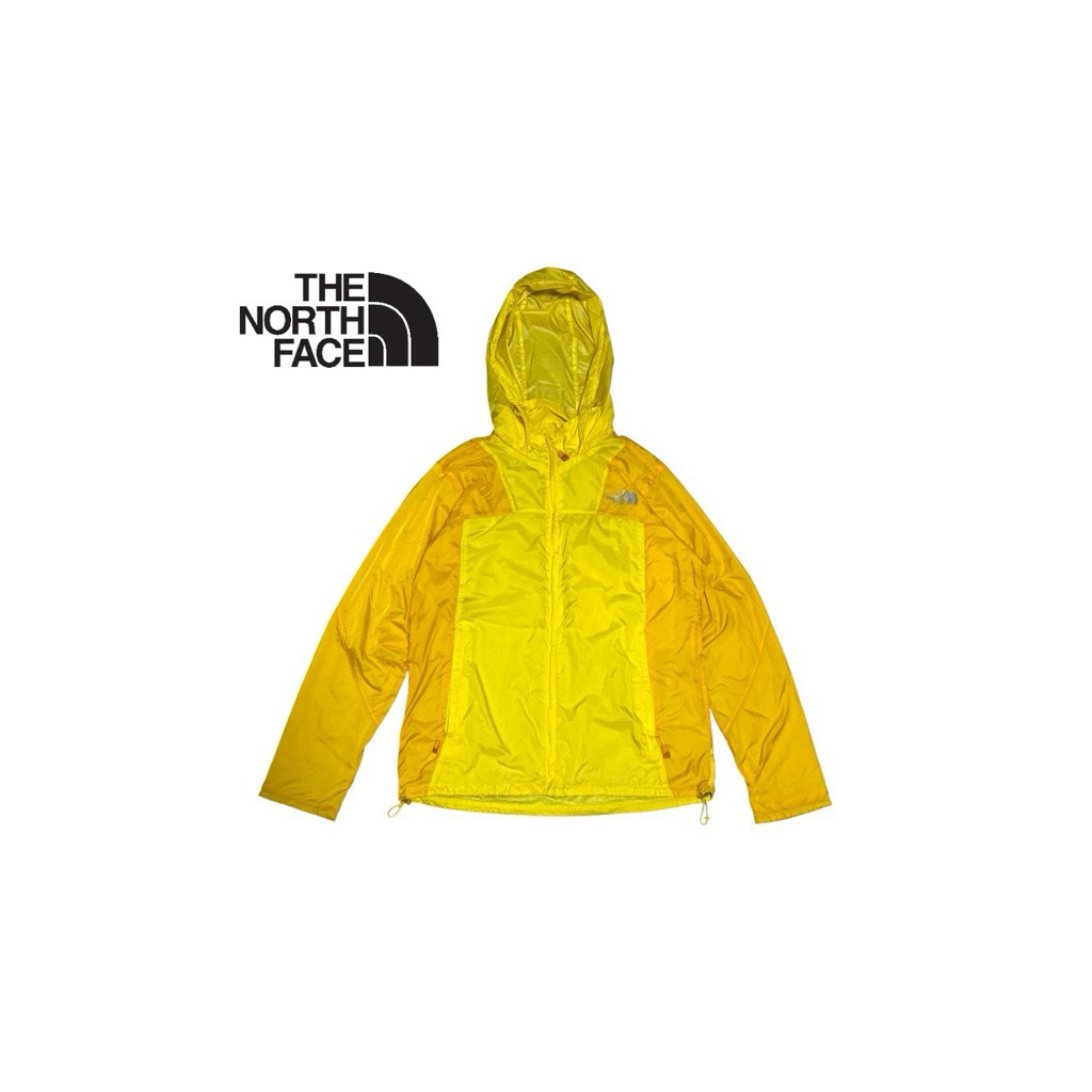 The North Face เสื้อแจ็คเก็ตกันลม มีฮู้ด สีเหลือง อก 38