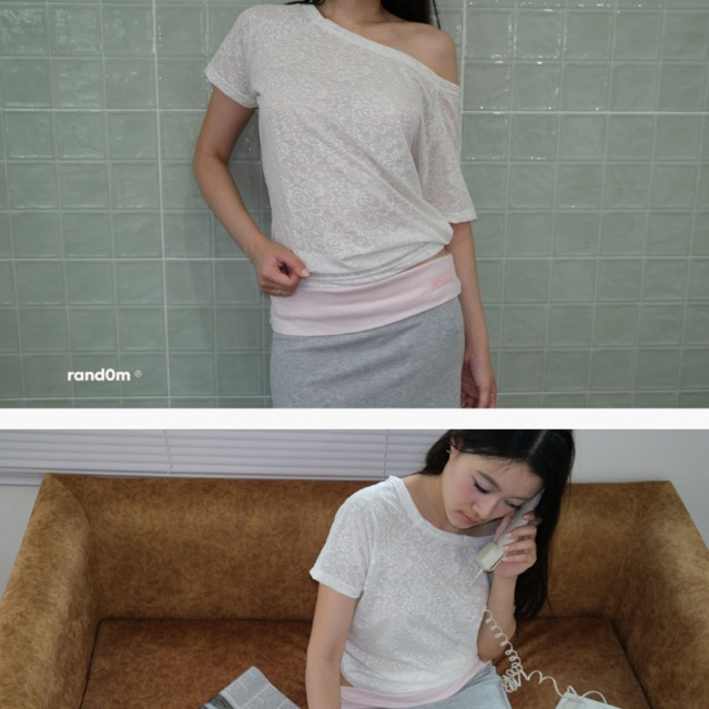 rand0m piece - Lace off Shoulder top เสื้อลูกไม้ปาดไหล่ เอวเข้ารูป