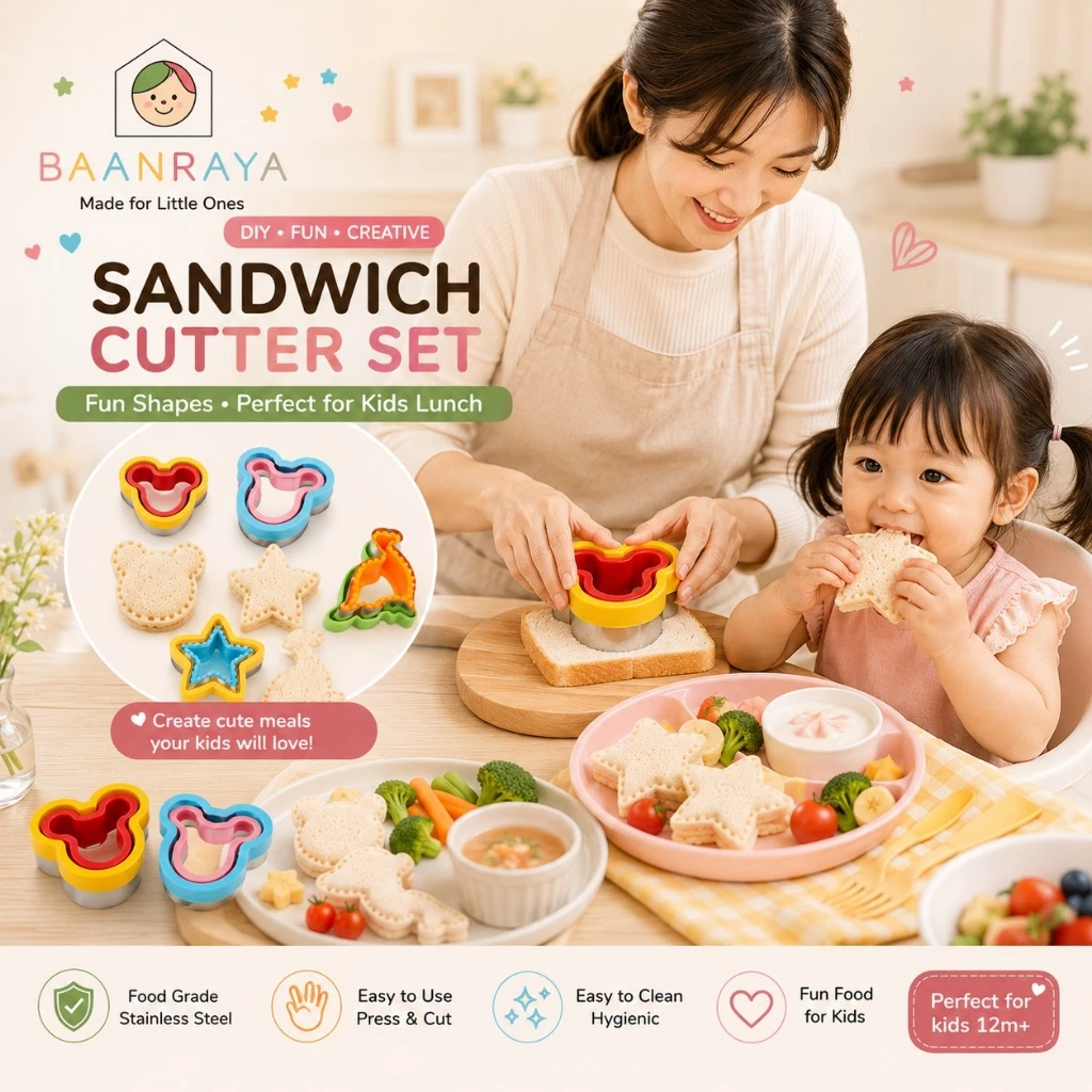 🥪แม่พิมพ์ตัดขนมปัง🥪 แซนวิชกระเป๋า สำหรับเด็ก เบนโตะ BLW Sandwich Pocket Cutter DIY Kids Bento Baan Raya