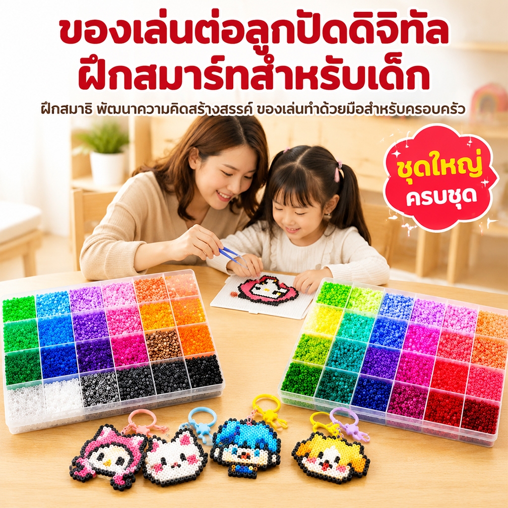Z5 ลูกปัดรีดร้อน หลายเฉดสี 2.6mm ชุดDIY พร้อมเตารีดมินิ 60 วัตต์ สีชมพู อุปกรณ์พื้นฐาน ครบชุด ทำงานด้วยมือสำหรับเด็ก