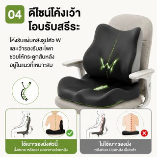 🌸หนาขึ้น 5🌞เบาะรองนั่ง เบาะรองหลัง หนานุ่มนั่ง 40*34CM /41*35CM เบาะนั่ง พนักพิง รองหลัง รองนั่งเบาะรองนั่งเมมโมรี่โฟม