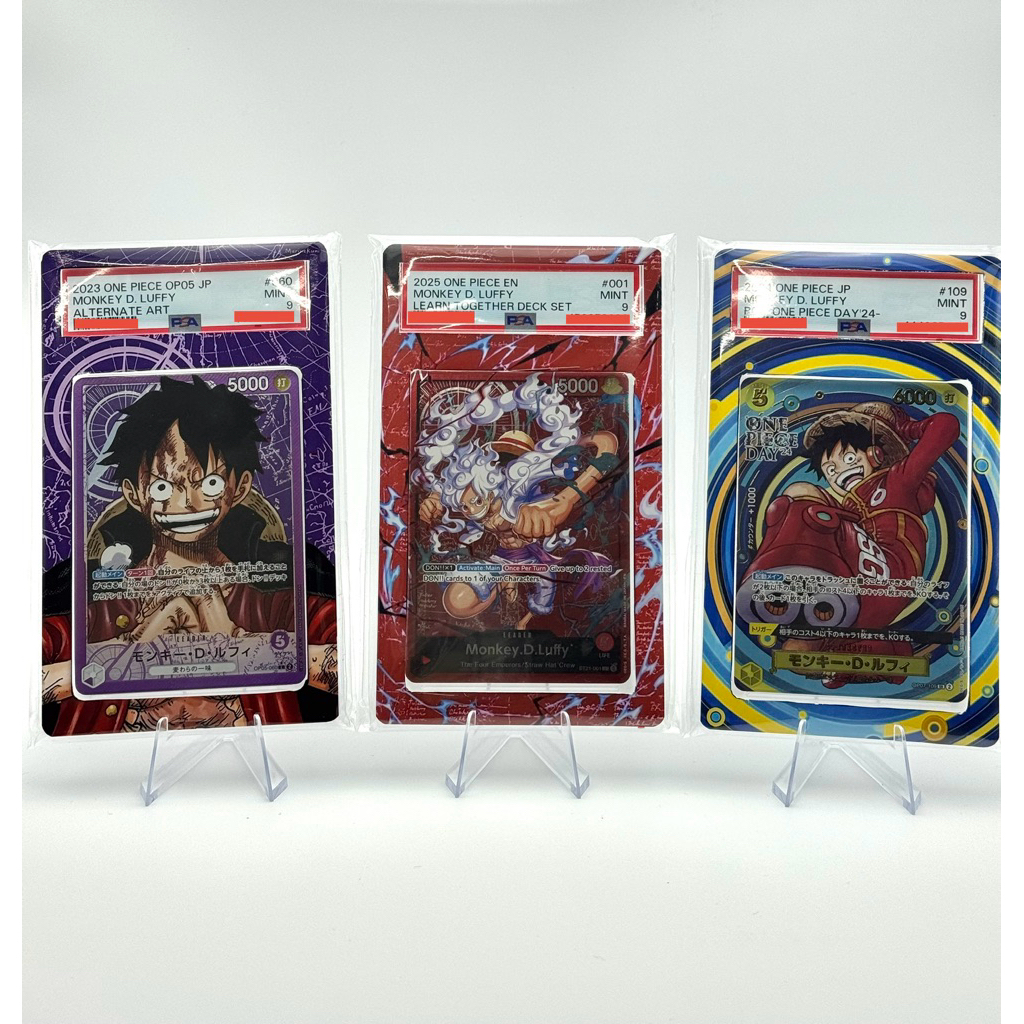 [พร้อมส่ง] [PSA 9 การ์ด One Piece Card Game - Monkey D. Luffy OP05 Alt-Art / ST21 EN / One Piece Day