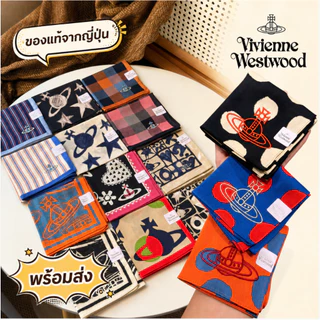 ผ้าเช็ดหน้า Cotton ลายสก็อต Vivienne Westwood ของแท้ สีสวย ใช้ผูกกระเป๋า ผูกผม พร้อมส่งในไทย