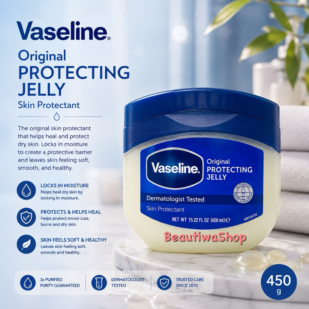 Vaseline® Petroleum Jelly วาสลีน ปิโตเลี่ยมเจลลี่ (สำหรับทุกคน ) กระปุกใหญ่จัมโบ้ ขนาด 369g. (ไม่มีสี ไม่มีกลิ่นค่ะ)