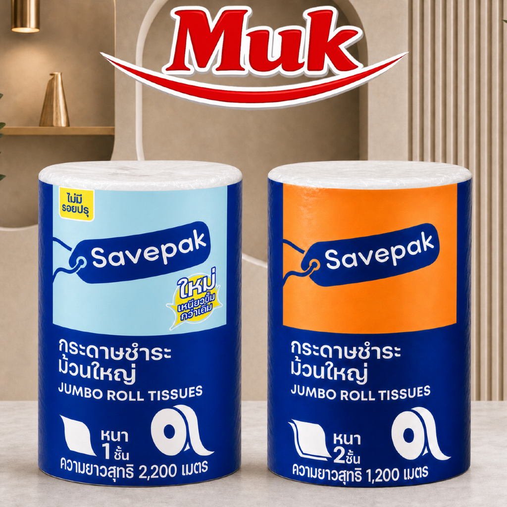 Savepak กระดาษชำระม้วนใหญ่ 1200-2200 แผ่น 2 Ply | Tissue