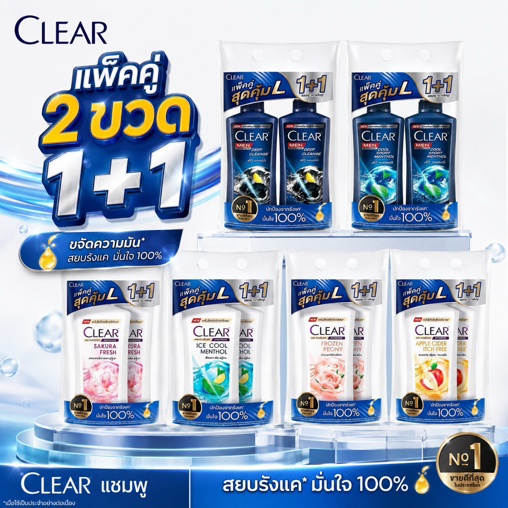[2 ขวด] ✨เคลียร์ Clear แชมพูขจัดรังแค 350-400 มล.
