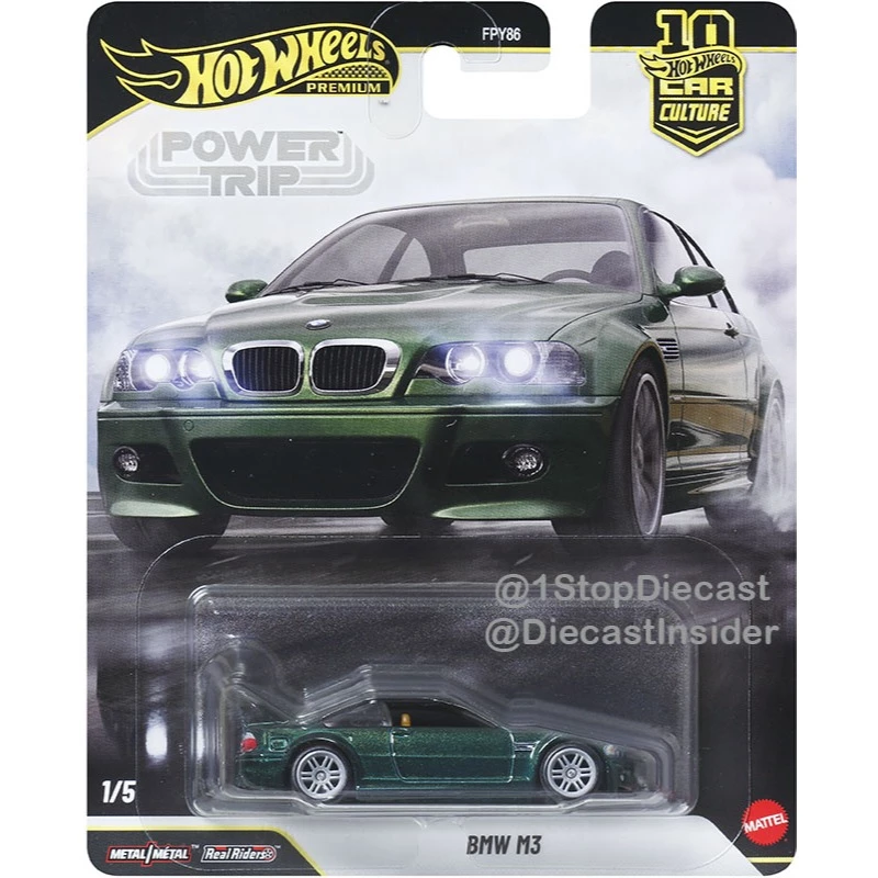 Hot Wheels Premium Car Culture Power Trip - BMW M3 (E46) สีเขียวประกาย โมเดลรถเหล็ก ยางแท้ ของสะสม ลิขสิทธิ์แท้ 100% รถข