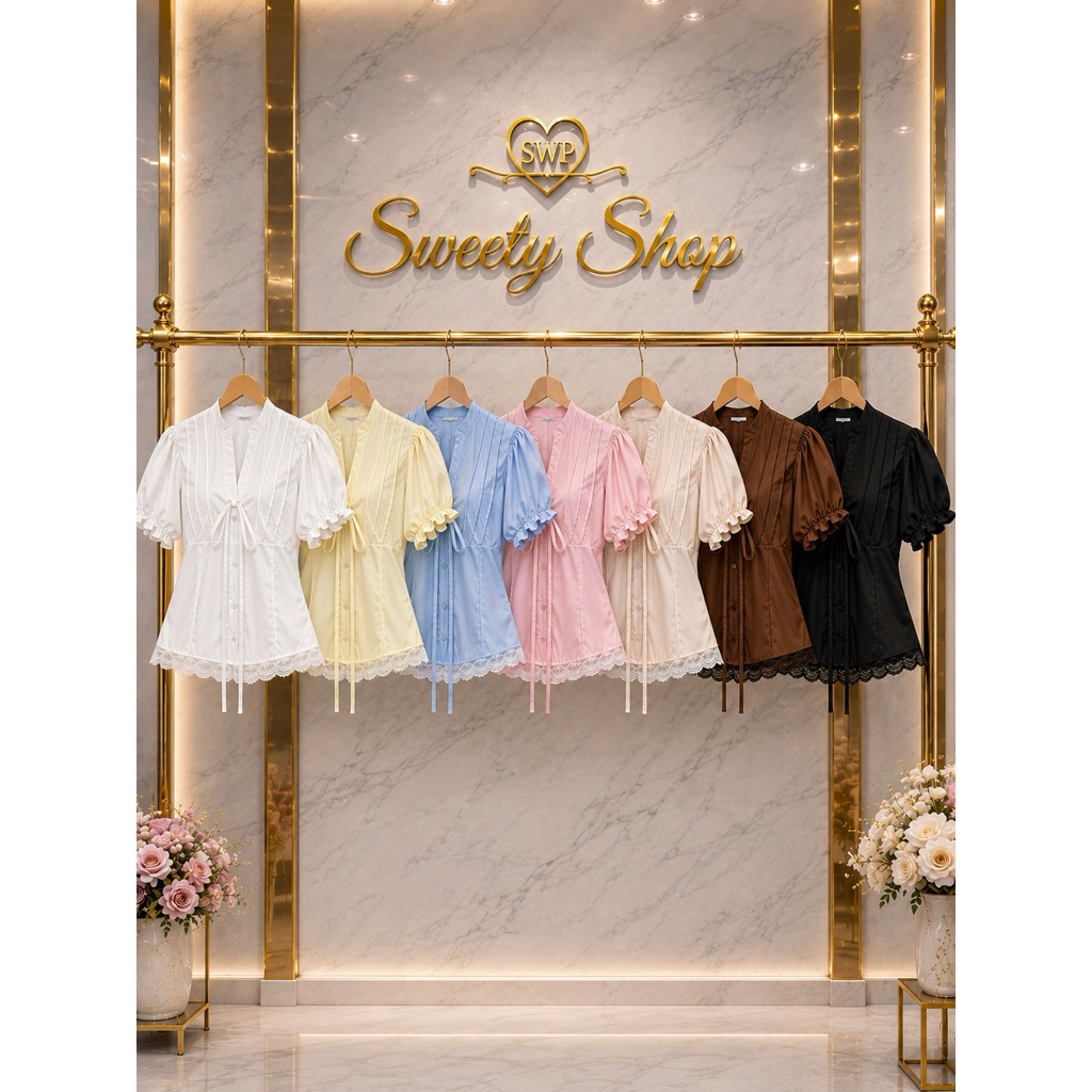 เสื้อจีบหน้าสาวอวบ รหัส ง23