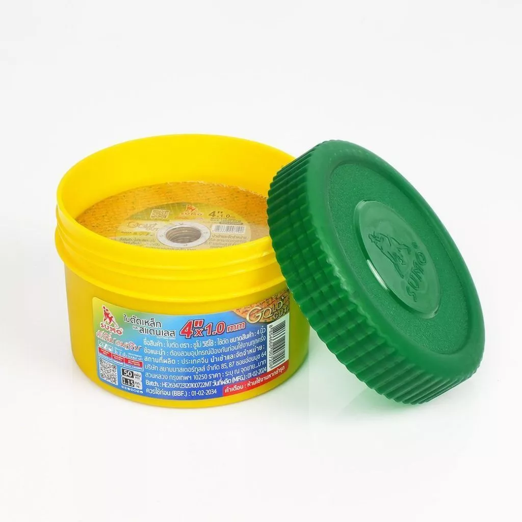 (50ใบ/กล่อง) SUMO Gold Cut / Power Cut ใบตัด 4"x1.0x16 ใย 2 ชั้น กล่องใส /กล่อง เหลือง-เขียว