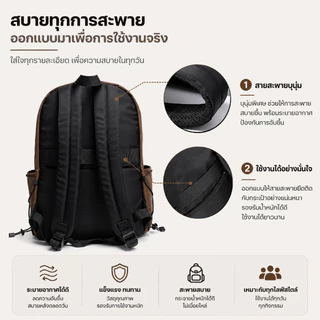 Truffle TFLD กระเป๋าเป้กันน้ำกันกระแทกสำหรับ Macbook Pro 14-16", Macbook Air 13-15" และ Laptop อื่นๆ