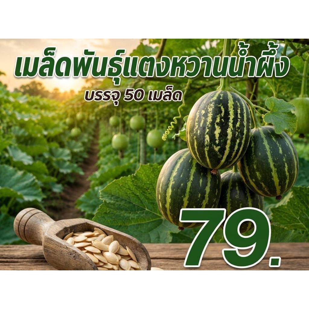 เมล็ดพันธุ์แตงหวานน้ำผึ้ง ซองละ 50 เมล็ด เมล็ดพันธุ์แท้  พร้อมส่ง