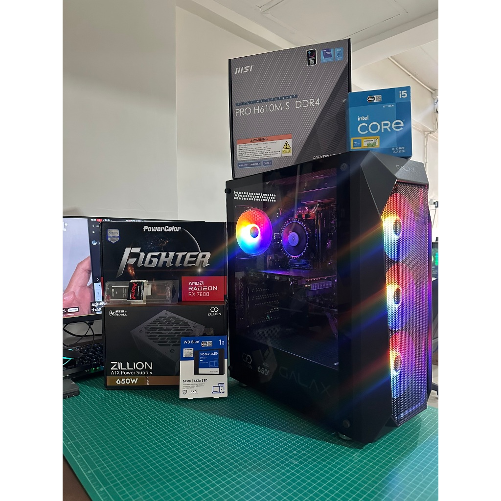 คอมเซ็ต มือสอง Spec I5 12400f / RX 7600 8gb / H610M DDR4 / Ram 16gb(8*2) bus 3200 / M.2 256gb / SSD1