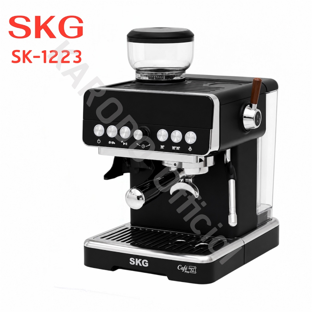 SKG เครื่องชงกาแฟพร้อมเครื่องบดในตัว SK-1223 ก้านชง 58 มม. กำลังไฟ 1350W รับประกัน 1 ปี